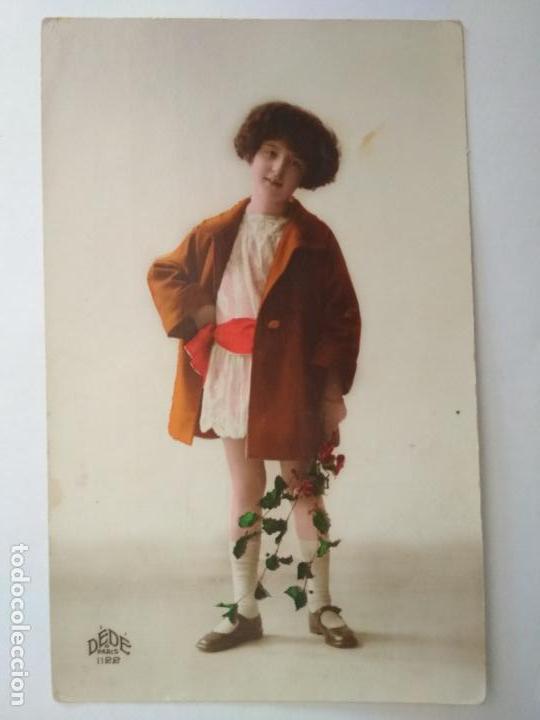 Postales: POSTAL NI&Ntilde;A CON FLORES, A&Ntilde;O 1925 - Foto 1