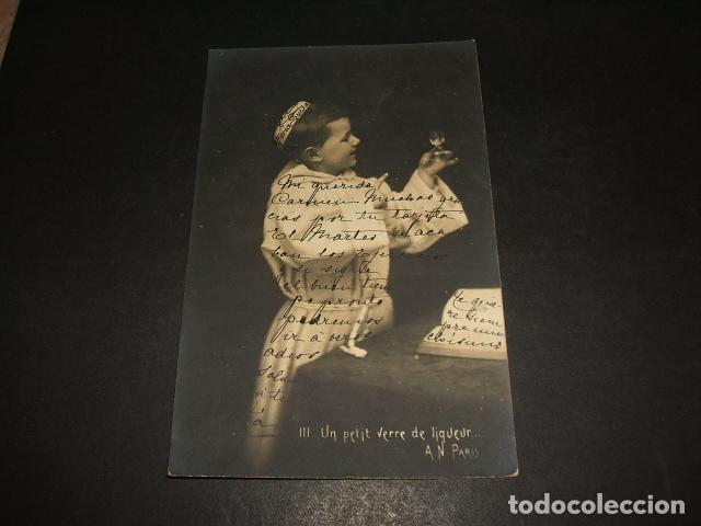 Postales: NI&Ntilde;O CON COPA DE LICOR POSTAL - Foto 1