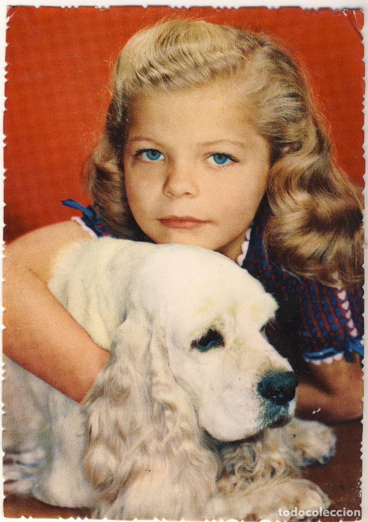 Postales: NI&Ntilde;A CON PERRO.- SIN  INSCRIPCIONES.- - Foto 1