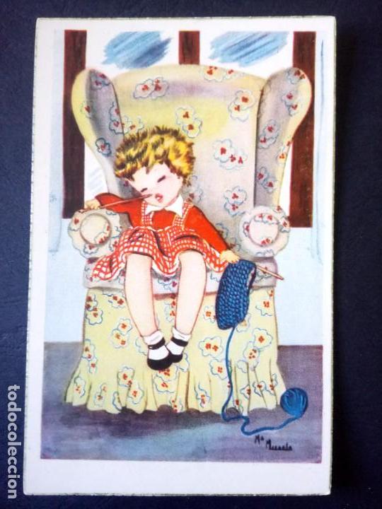 Postales: NI&Ntilde;A TRICOTANDO - Foto 1