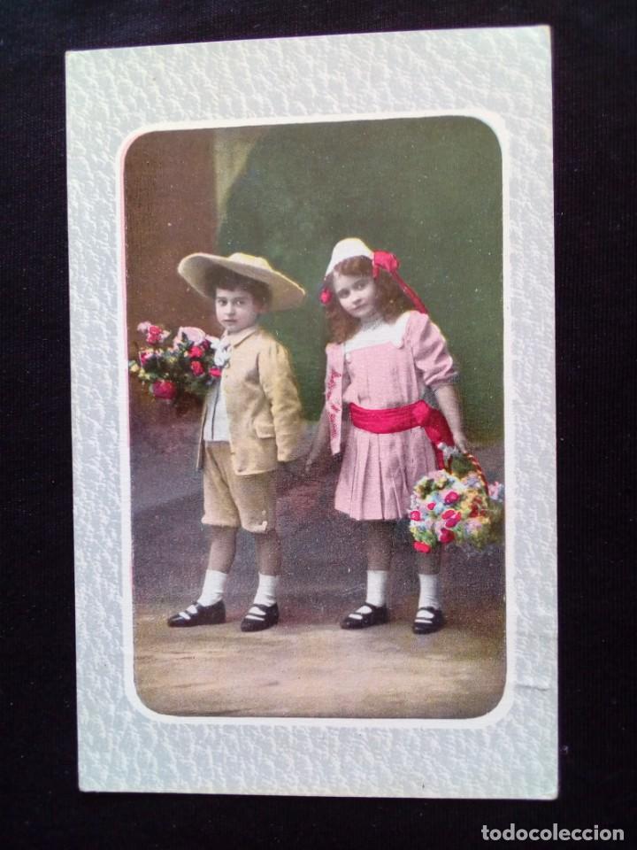 Postales: Antigua postal ni&ntilde;os escrita - Foto 1