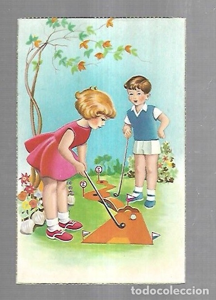Postales: TARJETA POSTAL. NI&Ntilde;OS JUGANDO AL GOLF - Foto 1