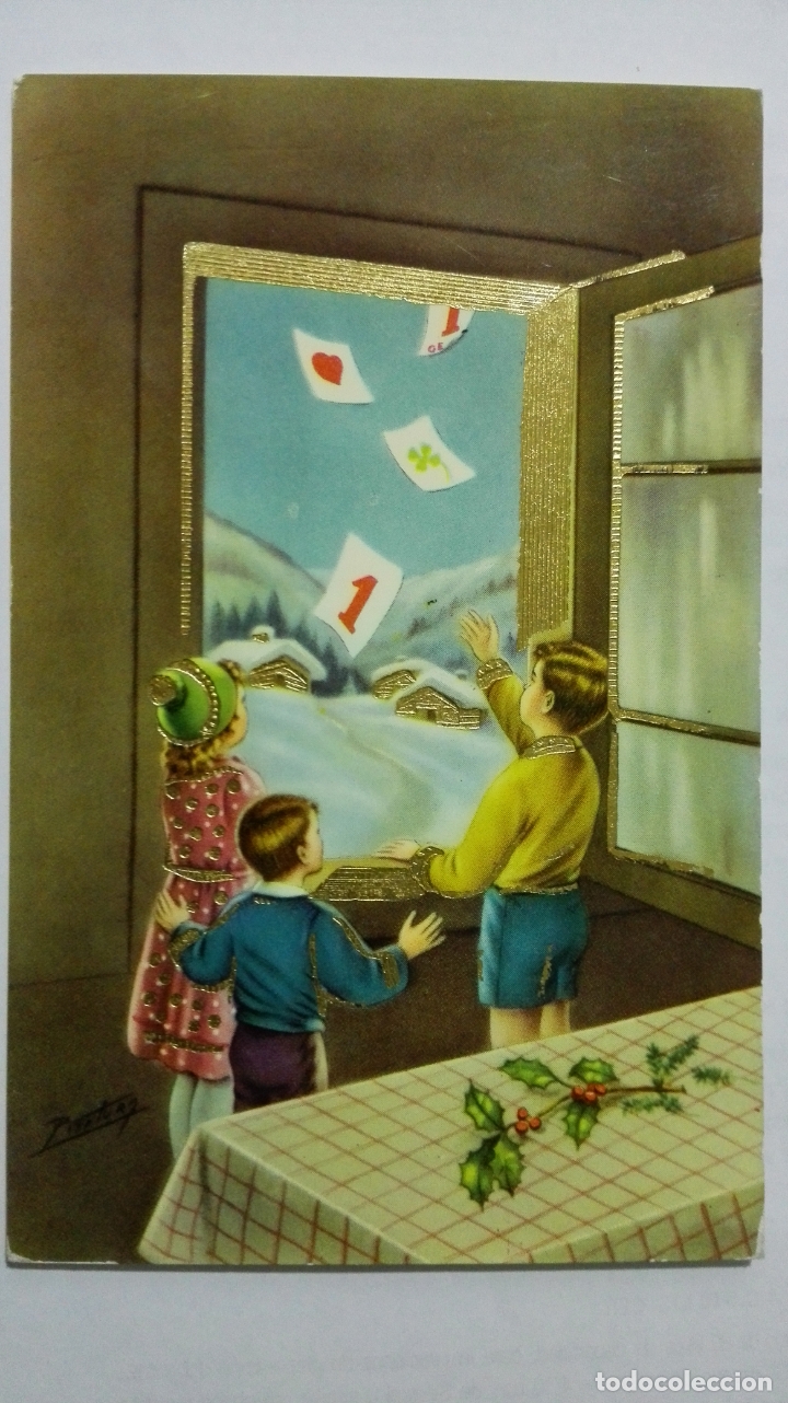 Postales: POSTAL COLOREADA CON DORADOS - Foto 1
