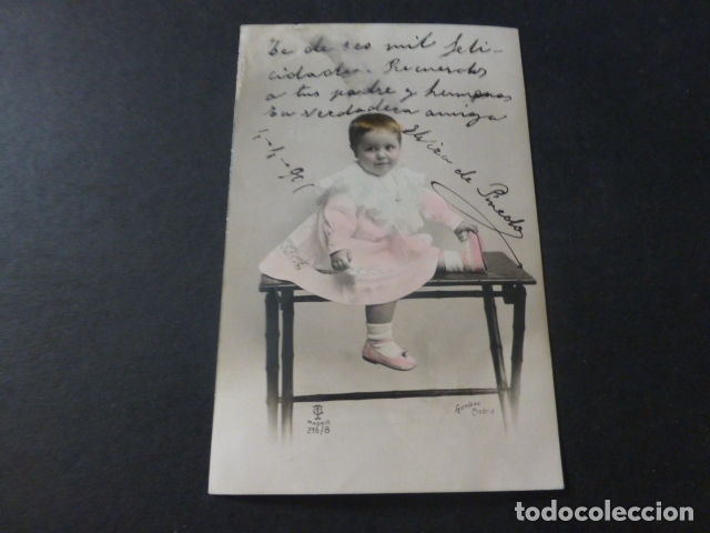 Postales: NI&Ntilde;A CON VESTIDO BLANCO Y ROSA POSTAL - Foto 1