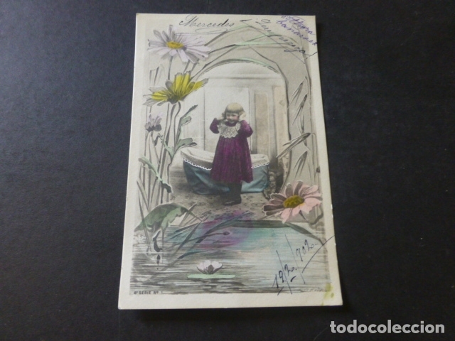Postales: NI&Ntilde;A EN EL BA&Ntilde;O COLOREADA POSTAL - Foto 1