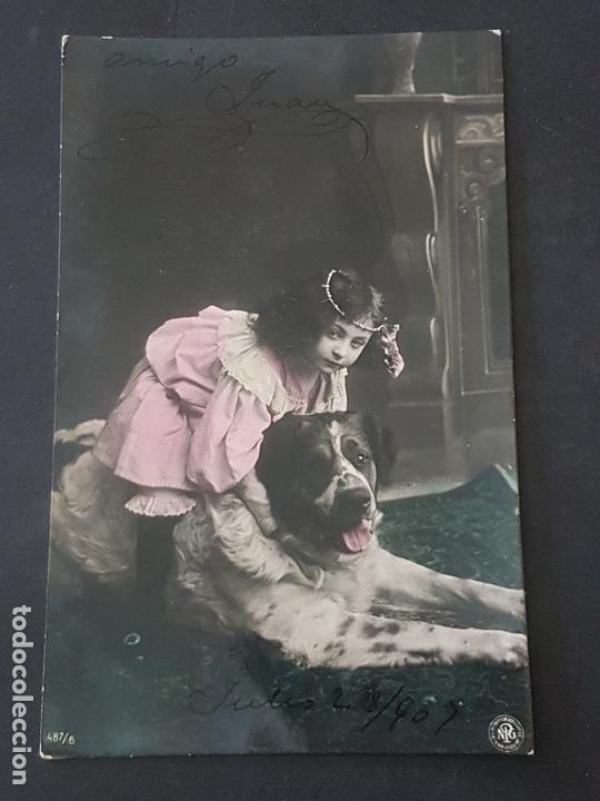 Postales: NI&Ntilde;A CON PERRO POSTAL - Foto 1