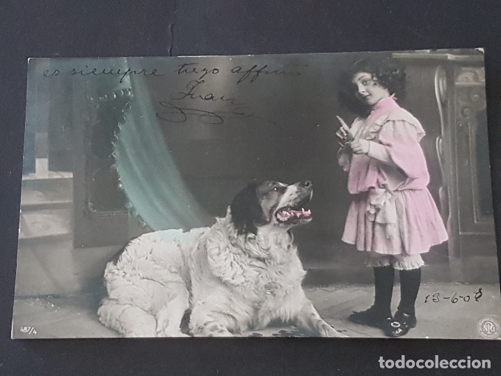 Postales: NI&Ntilde;A CON PERRO POSTAL - Foto 1