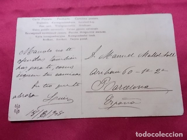 Postales: ANTIGUA POSTAL ARTISTICA . 1908 - Foto 2