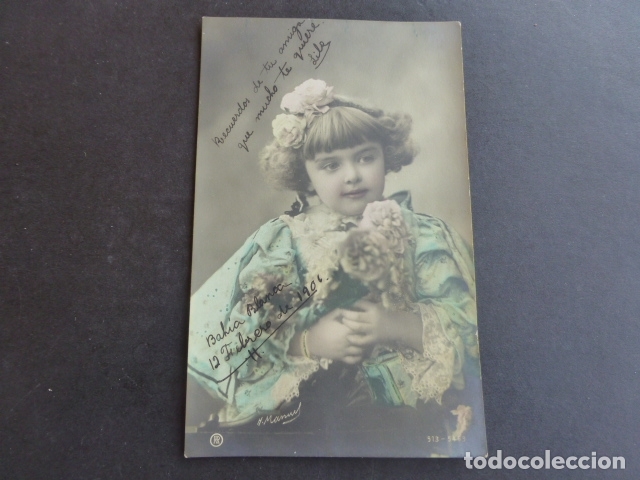 Postales: NI&Ntilde;A ELEGANTE CON MU&Ntilde;ECA POSTAL - Foto 1