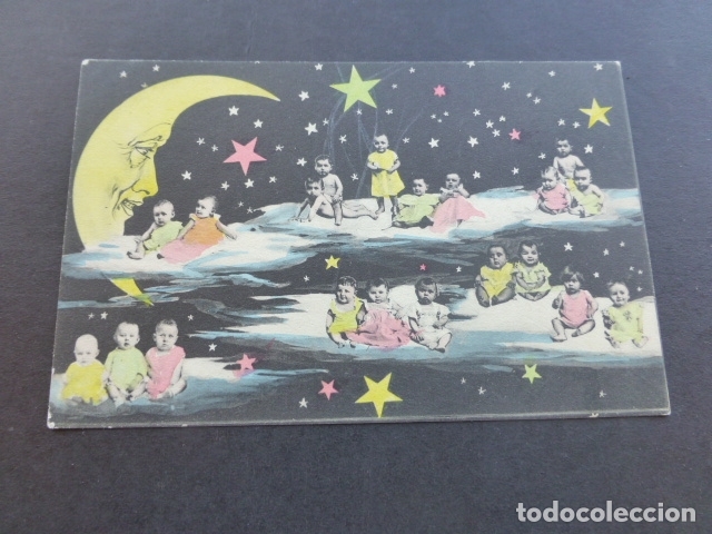 Postales: BEBES EN LAS ESTRELLAS LUNA POSTAL - Foto 1