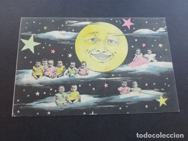 Postales: BEBES EN LAS ESTRELLAS LUNA POSTAL - Foto 1