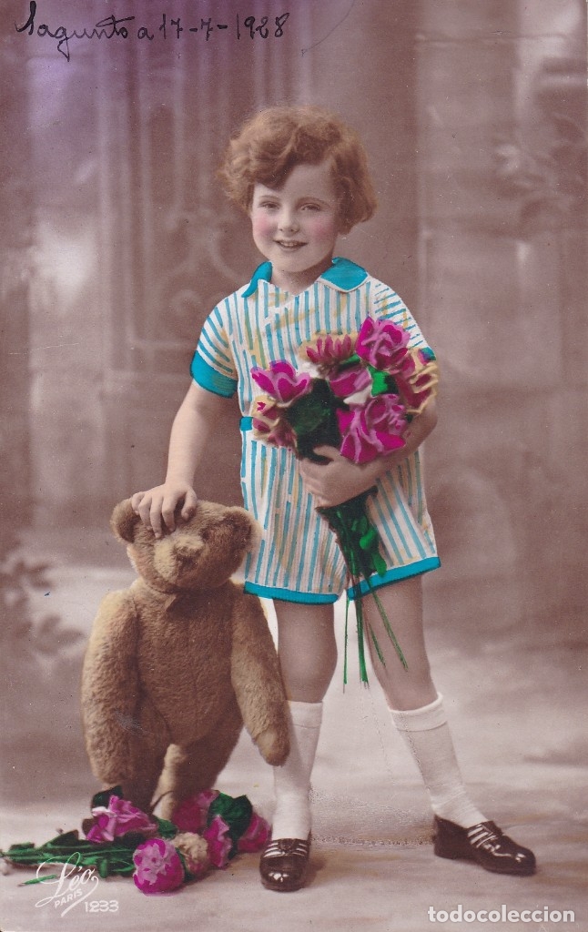 Postales: Postal ni&ntilde;a con osito 1928 - Foto 1