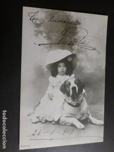 Postales: NI&Ntilde;A CON PERRO POSTAL - Foto 1