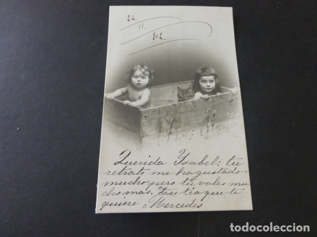 Postales: NI&Ntilde;OS CON GATO POSTAL - Foto 1