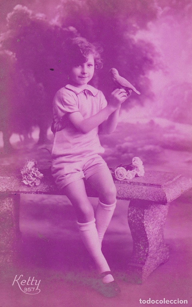 Postales: ni&ntilde;a con pajarito ketty 357 circulada - Foto 1