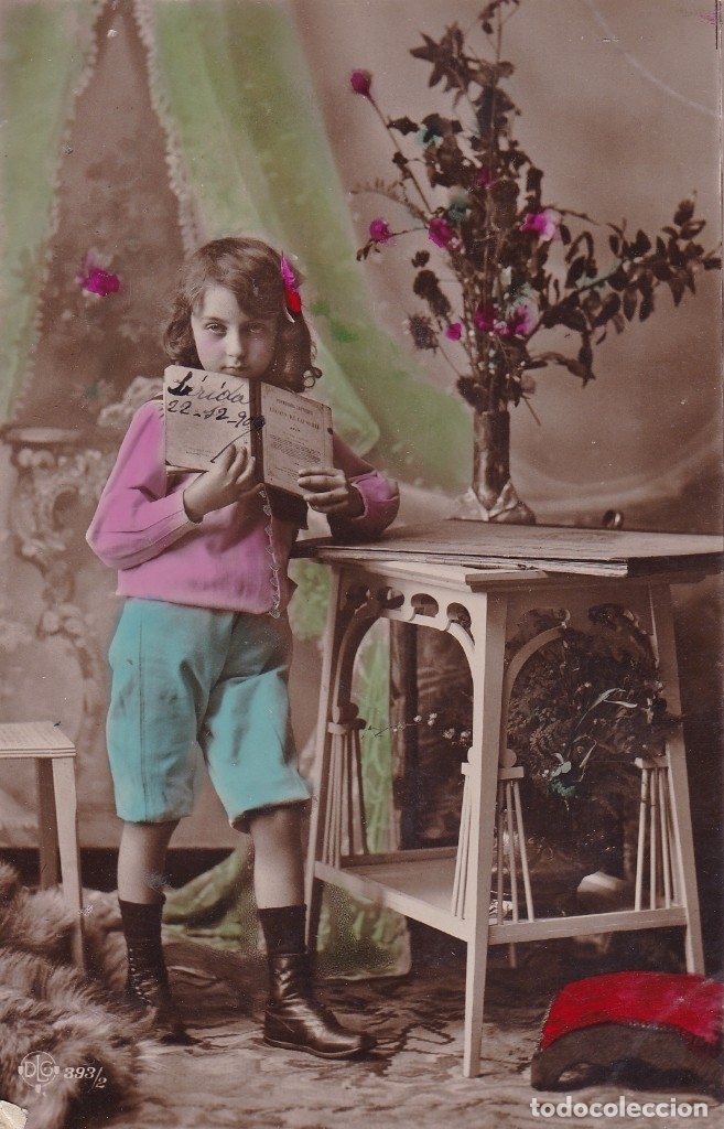 Postales: ni&ntilde;a con libreta postal circulada enviada a Jaca - Foto 1