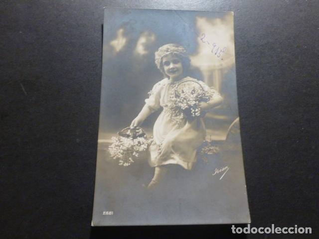 Postales: NI&Ntilde;A CON CESTAS DE FLORES POSTAL - Foto 1