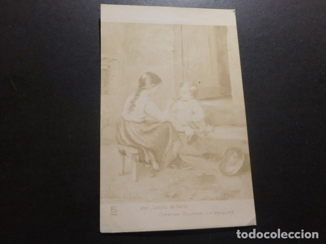 Postales: NI&Ntilde;A DANDO DE COMER A SU HERMANO POSTAL - Foto 1