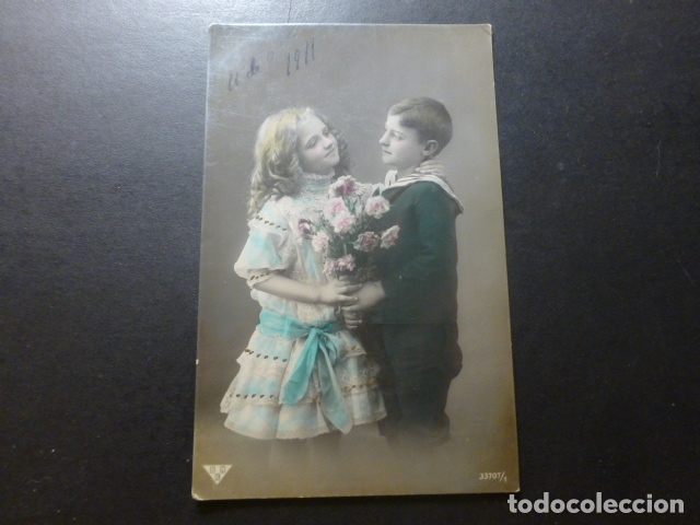 Postales: NI&Ntilde;OS CON FLORES POSTAL - Foto 1