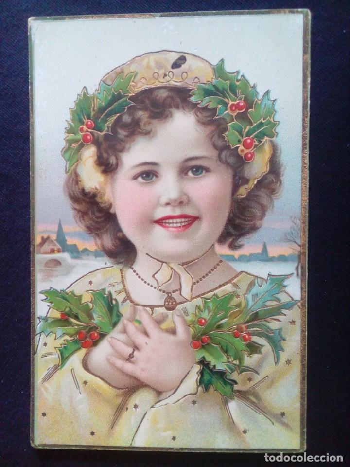 Postales: Postal infantil escrita con relieve dorado - Foto 1