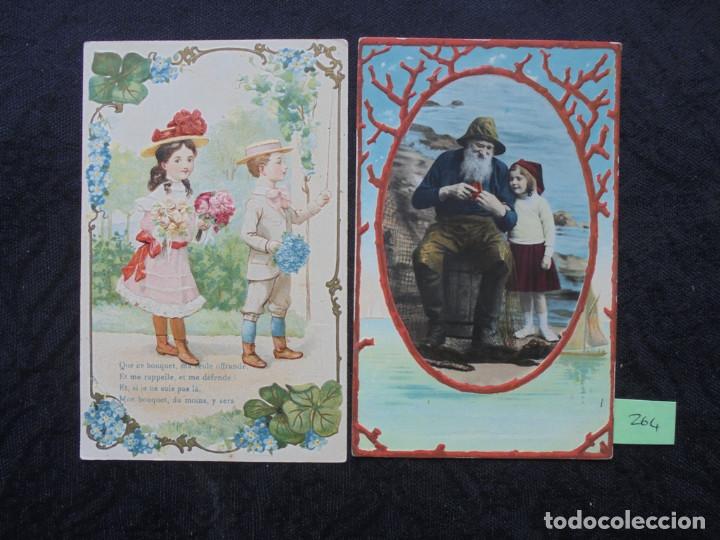 Postales: 2 Postales prin. 1900  en relieve - Foto 1