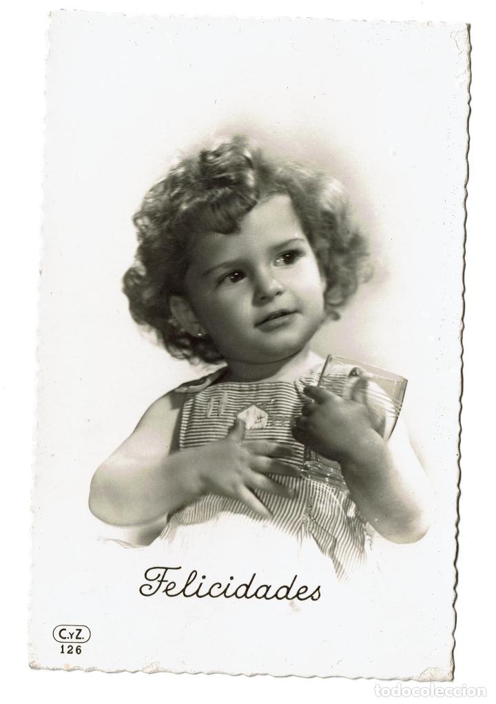 Postais: FELICIDADES CYZ 126 DENTADA . ESCRITA Y DATADA 5 DE ABRIL DE 1952 - TARJETA NI&Ntilde;A