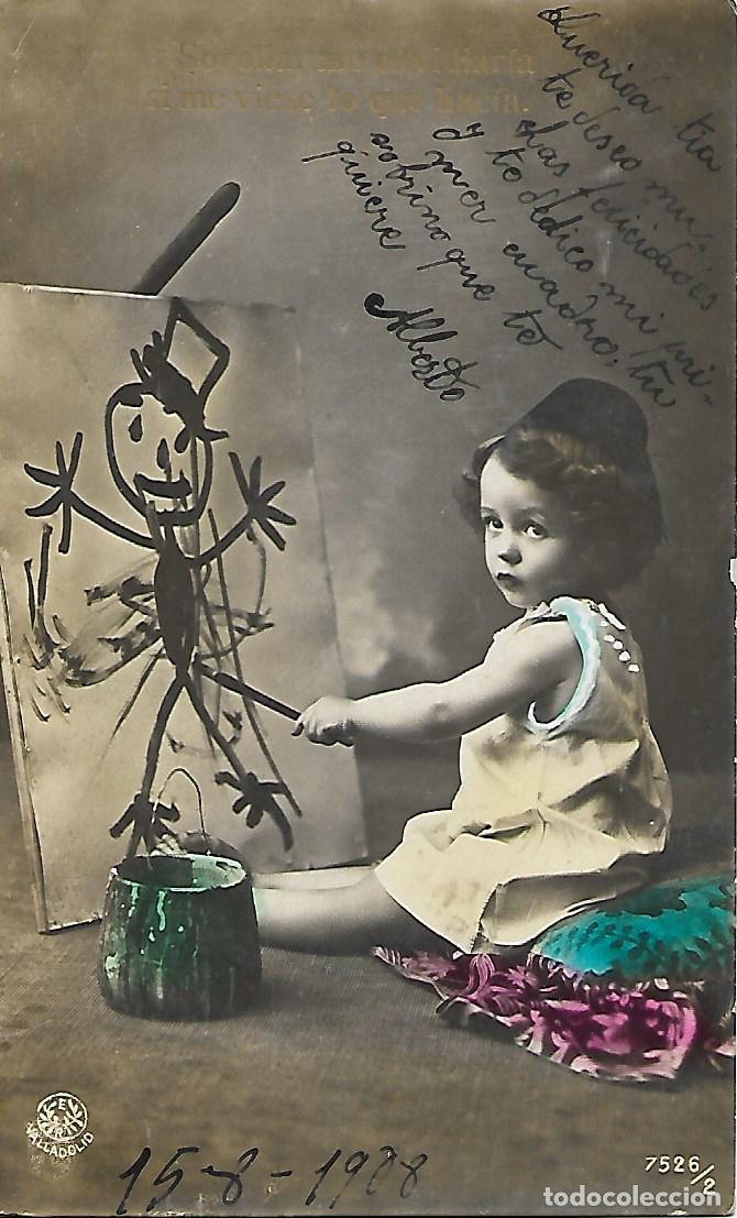 Postales: POSTAL INFANTIL - PINTORA (FECHADA EN 1908) - Foto 1