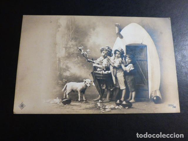 Postales: NI&Ntilde;OS CON CORDERO POSTAL - Foto 1
