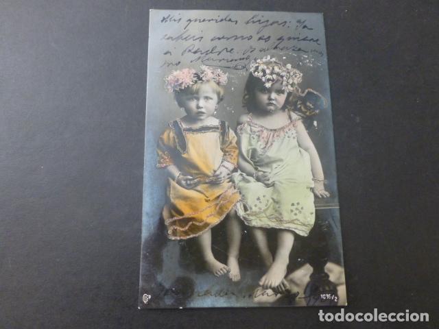Postales: NI&Ntilde;AS CON FLORES POSTAL - Foto 1
