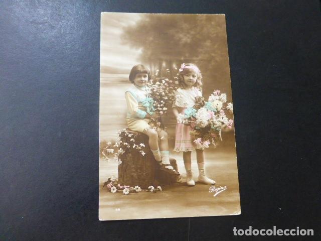 Postales: NI&Ntilde;OS CON FLORES POSTAL - Foto 1