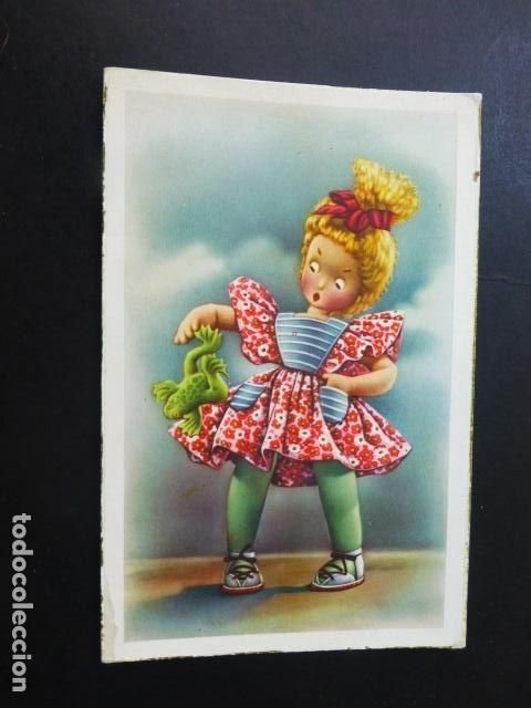 Postales: NI&Ntilde;A CON RANA POSTAL - Foto 1