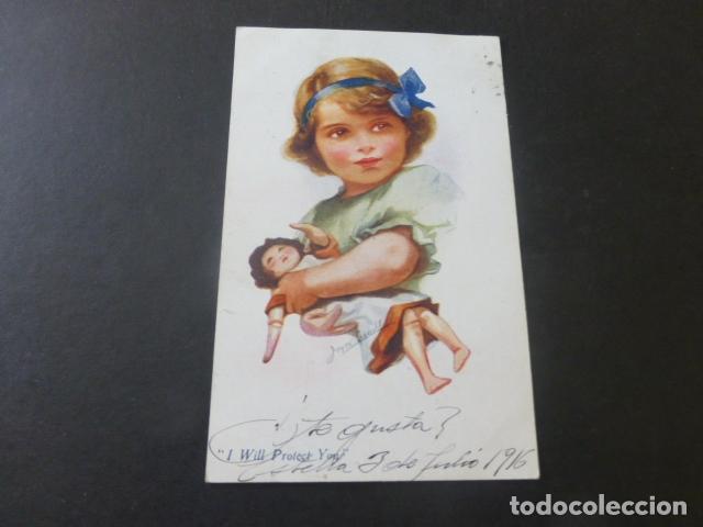 Postales: NI&Ntilde;A CON MU&Ntilde;ECA POSTAL - Foto 1