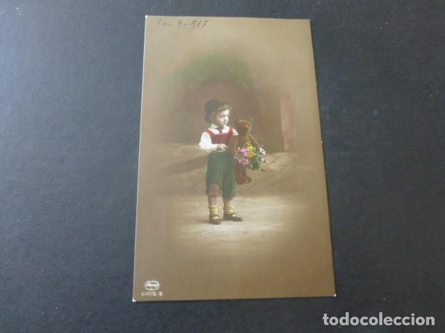 Postales: NI&Ntilde;O CON PELUCHE Y FLORES POSTAL - Foto 1
