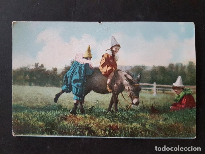 Postales: NI&Ntilde;OS EN BURRO POSTAL - Foto 1