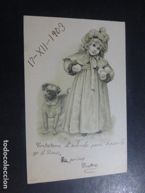 Postales: NI&Ntilde;A CON PERRO POSTAL - Foto 1