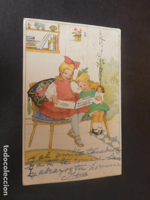 Postales: NI&Ntilde;AS LEYENDO POSTAL ILUSTRADA - Foto 1
