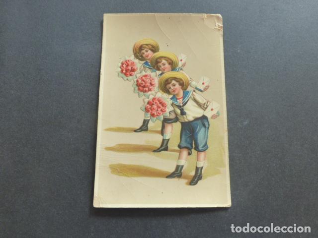 Postales: NI&Ntilde;OS CON FLORES POSTAL - Foto 1