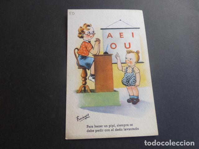 Postales: NI&Ntilde;O EN ESCUELA FARINYES ILUSTRADOR POSTAL - Foto 1