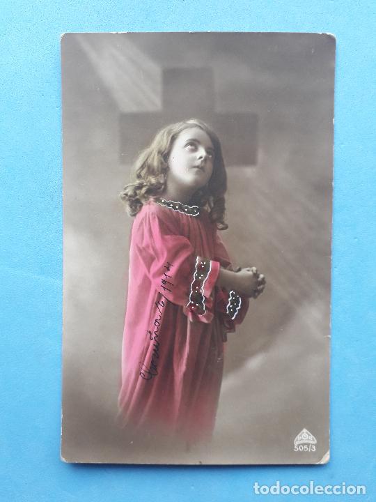 Postales: Fotograf&iacute;a de Ni&ntilde;a. Escrita. - Foto 1