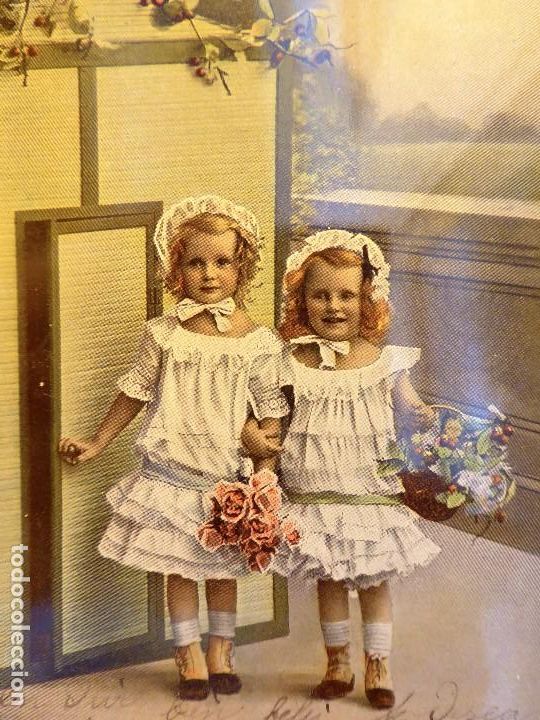 Postales: P-11666. POSTAL COLOREADA DE DOS HERMANAS- CIRCULADA Y SELLADA. A&Ntilde;O 1908 - Foto 2