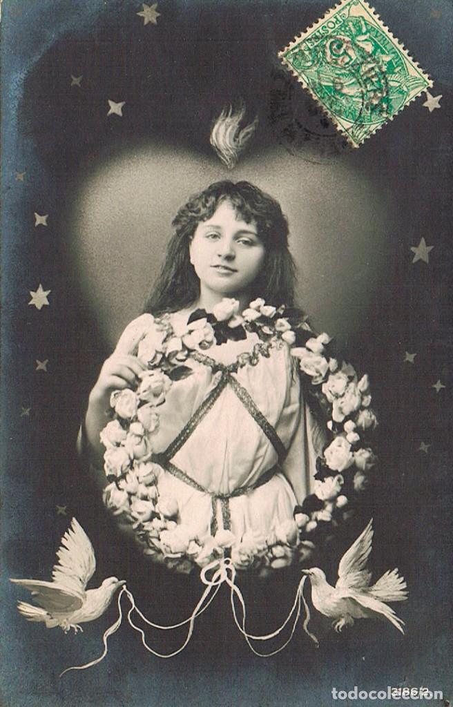Postales: Una ni&ntilde;a, circulada en 1907 - Foto 1