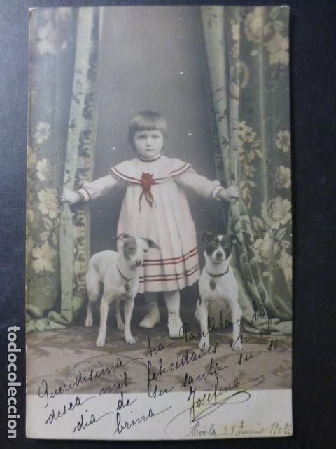 Postales: NI&Ntilde;A CON PERROS POSTAL - Foto 1