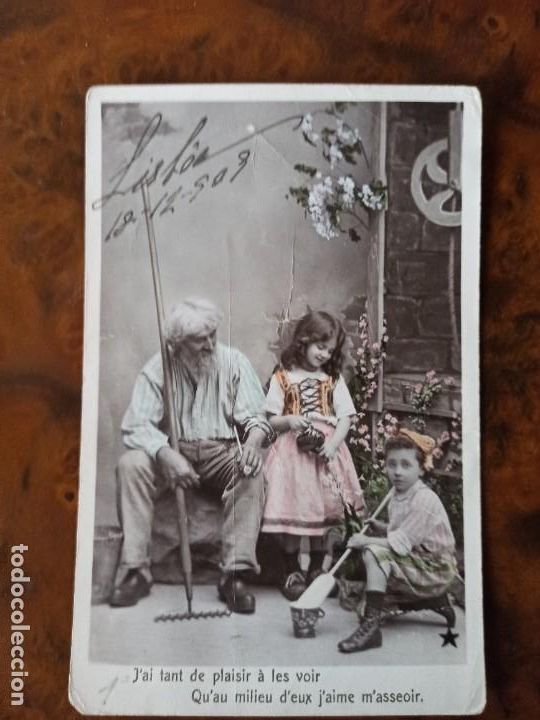 Postales: Ni&ntilde;os limpiando 1909 - Foto 1