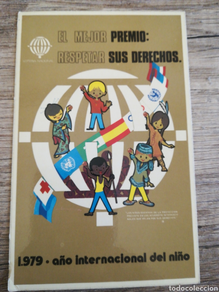 Postcards: Loteria nacional, 1979, cartel a&ntilde;o Internacional del ni&ntilde;o