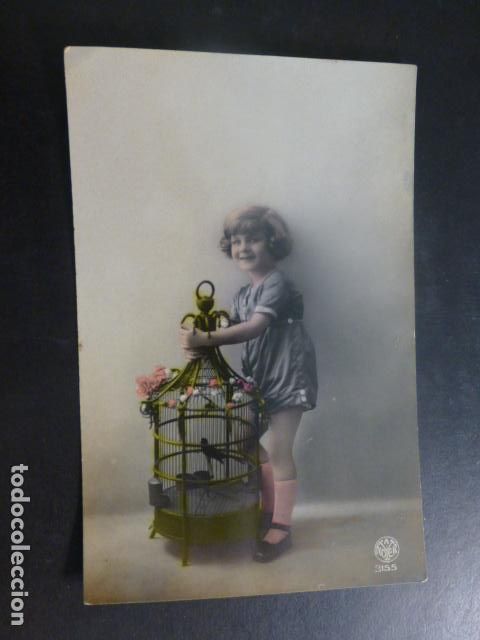 Postales: NI&Ntilde;A CON JAULA DE PAJAROS POSTAL - Foto 1