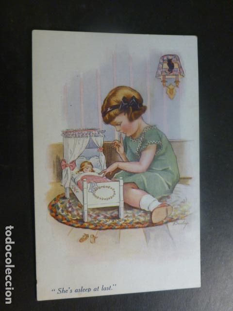 Postales: NI&Ntilde;A JUGANDO POSTAL ILUSTRADA - Foto 1