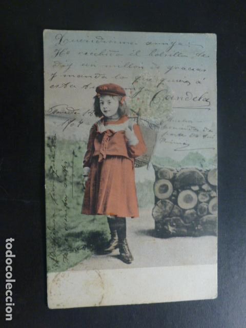 Postales: NI&Ntilde;A CON CESTA POSTAL - Foto 1