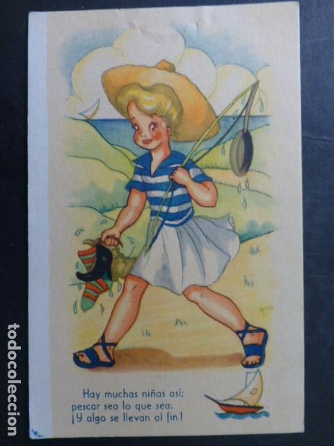 Postales: NI&Ntilde;A PESCADORA POSTAL - Foto 1