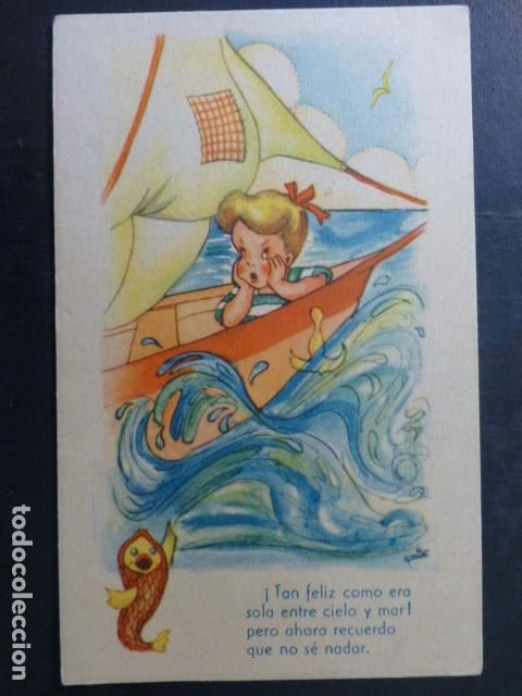 Postales: NI&Ntilde;A EN BARCA POSTAL - Foto 1
