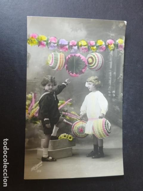 Postales: NI&Ntilde;OS CON FAROLILLOS POSTAL - Foto 1